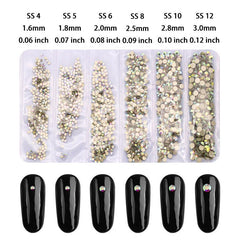 AB Crystal Flat Back Nail Rhinestone 3D Mixed Sizes Diamonds Nail Art