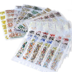 AB Crystal Flat Back Nail Rhinestone 3D Mixed Sizes Diamonds Nail Art