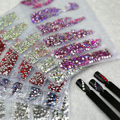 AB Crystal Flat Back Nail Rhinestone 3D Mixed Sizes Diamonds Nail Art