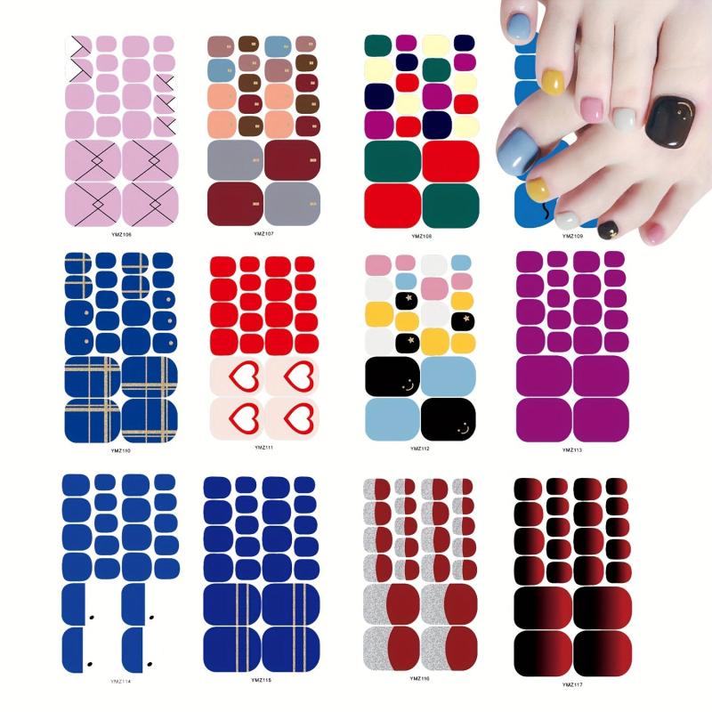 Glitter Summer Style Toe Nail Sticker Full Cover Toe Nail Art Supplies