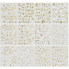 12pcs Colorful Leaf Nail Art Stickers Self Adhesive Laser Nail Decals