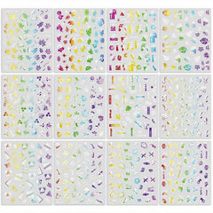 12pcs Colorful Leaf Nail Art Stickers Self Adhesive Laser Nail Decals