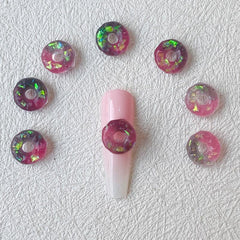 30-Pc 3D Luminous Donut Charms Resin Nail Art Decorations DIY Manicures