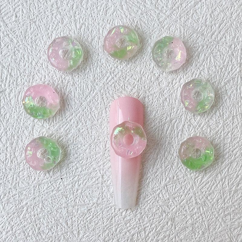 30-Pc 3D Luminous Donut Charms Resin Nail Art Decorations DIY Manicures
