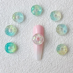 30-Pc 3D Luminous Donut Charms Resin Nail Art Decorations DIY Manicures