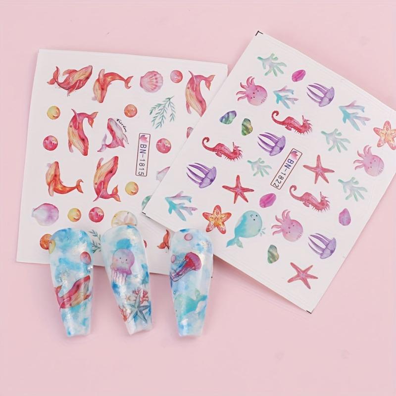 Cartoon Marine Life Nail Stickers For Women And Girls