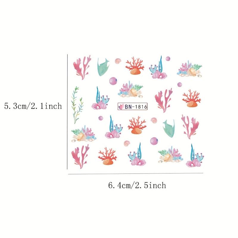 Cartoon Marine Life Nail Stickers For Women And Girls