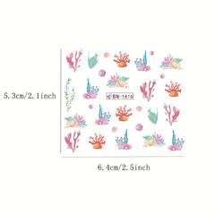 Cartoon Marine Life Nail Stickers For Women And Girls