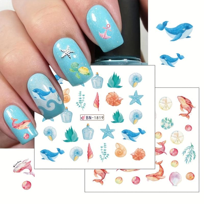 Cartoon Marine Life Nail Stickers For Women And Girls