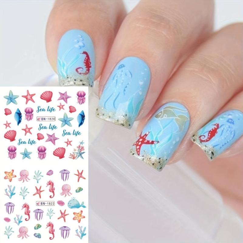Cartoon Marine Life Nail Stickers For Women And Girls