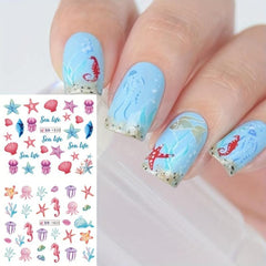 Cartoon Marine Life Nail Stickers For Women And Girls
