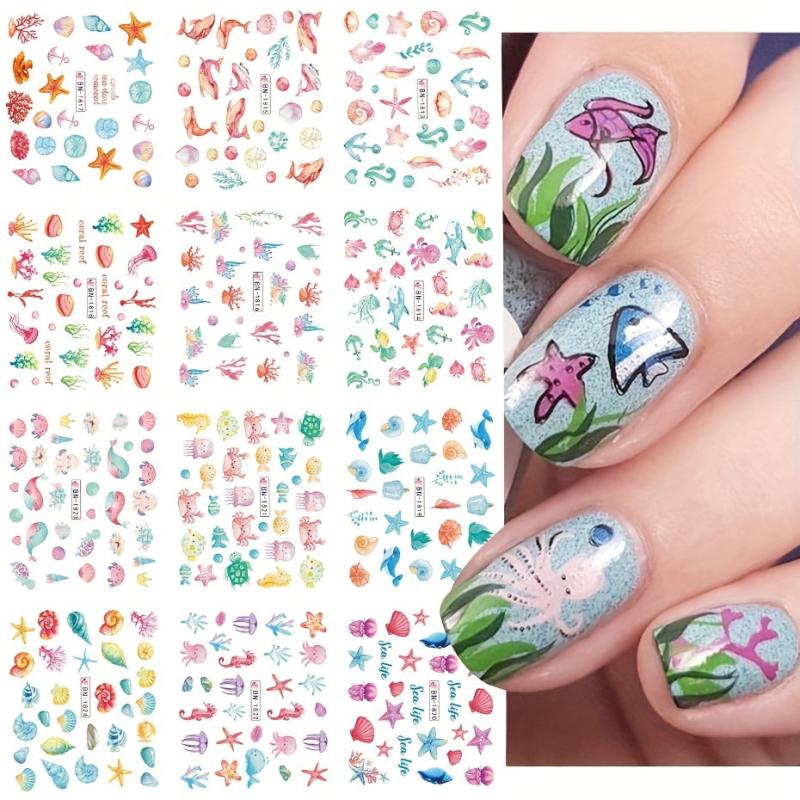Cartoon Marine Life Nail Stickers For Women And Girls
