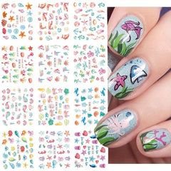 Cartoon Marine Life Nail Stickers For Women And Girls