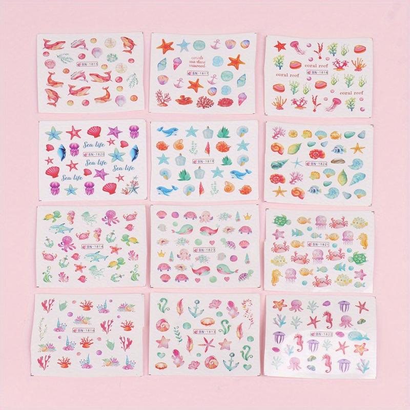 Cartoon Marine Life Nail Stickers For Women And Girls