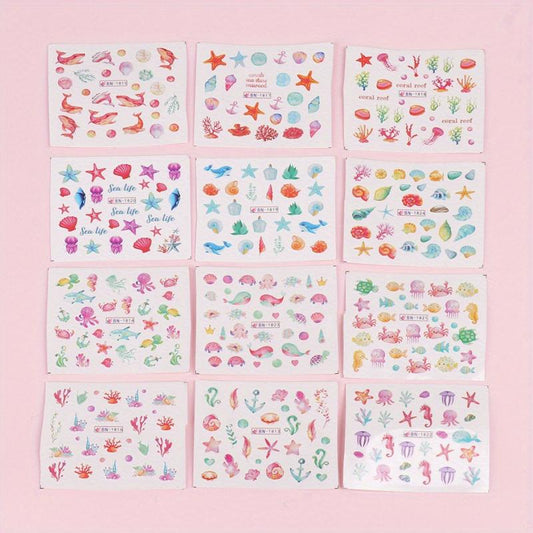 Cartoon Marine Life Nail Stickers For Women And Girls