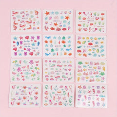 Cartoon Marine Life Nail Stickers For Women And Girls
