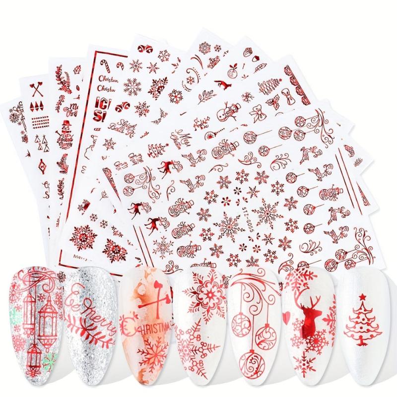 3pcs Christmas Nail Art Stickers Self Adhesive Snowflake Elk Snowman Nail Decals
