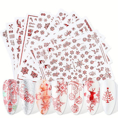 3pcs Christmas Nail Art Stickers Self Adhesive Snowflake Elk Snowman Nail Decals