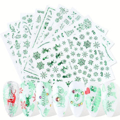3pcs Christmas Nail Art Stickers Self Adhesive Snowflake Elk Snowman Nail Decals