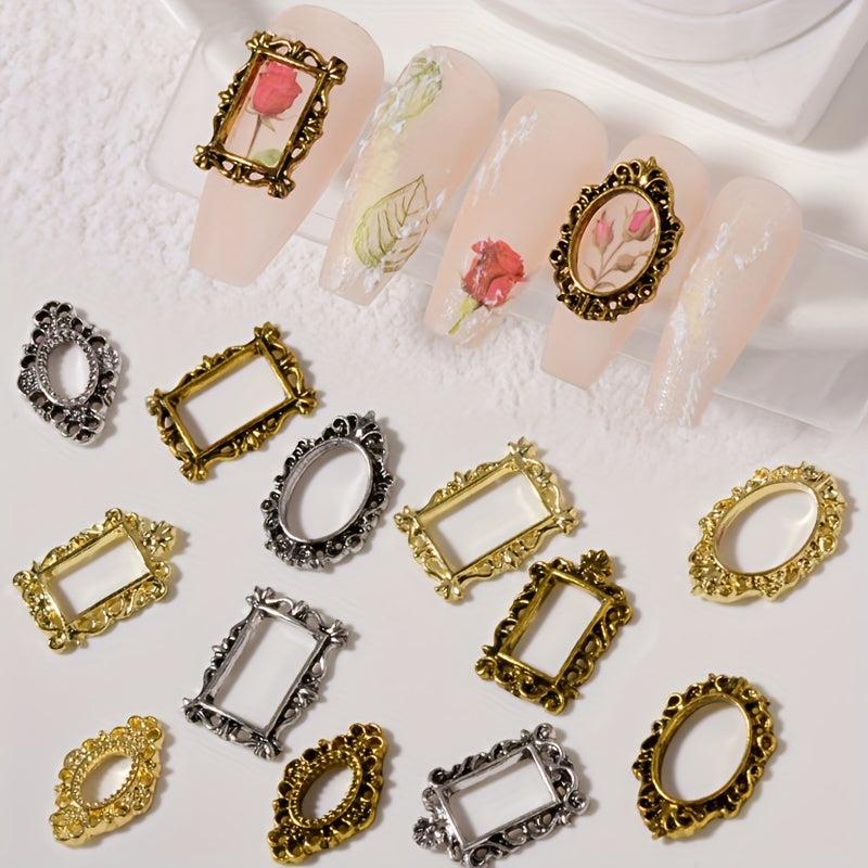 10pcs Baroque Frame Nail Art Charms Vintage Alloy Accessories DIY Nail Salons
