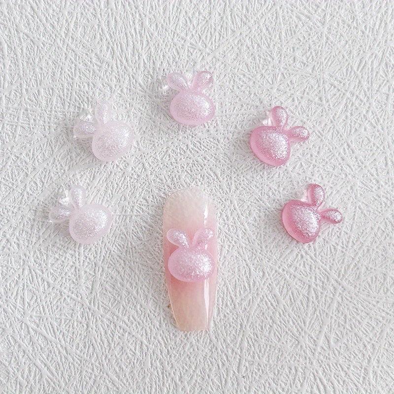 30 pcs Aurora Rabbit Nail Charms w/ Rhinestones & Glitter - DIY Manicures