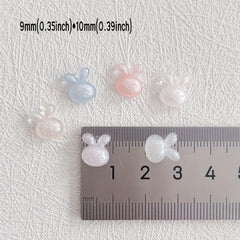 30 pcs Aurora Rabbit Nail Charms w/ Rhinestones & Glitter - DIY Manicures