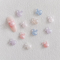30 pcs Aurora Rabbit Nail Charms w/ Rhinestones & Glitter - DIY Manicures