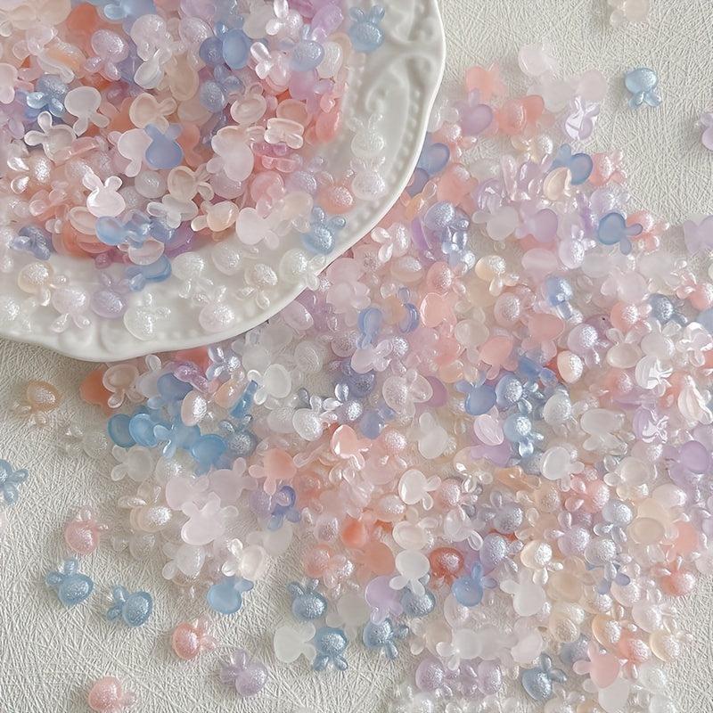 30 pcs Aurora Rabbit Nail Charms w/ Rhinestones & Glitter - DIY Manicures