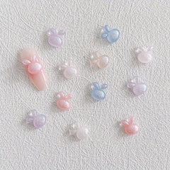 30 pcs Aurora Rabbit Nail Charms w/ Rhinestones & Glitter - DIY Manicures