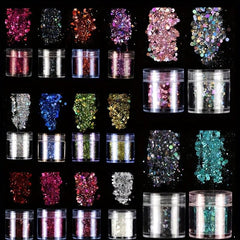 3D Mirror Silver Nail Art Glitter Hexagon Paillette Sequins Flakes