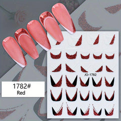 Glitter French Nail Art Sticker 3D Self Adhesive Nail Decals