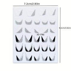 Glitter French Nail Art Sticker 3D Self Adhesive Nail Decals