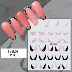 Glitter French Nail Art Sticker 3D Self Adhesive Nail Decals