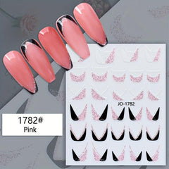 Glitter French Nail Art Sticker 3D Self Adhesive Nail Decals