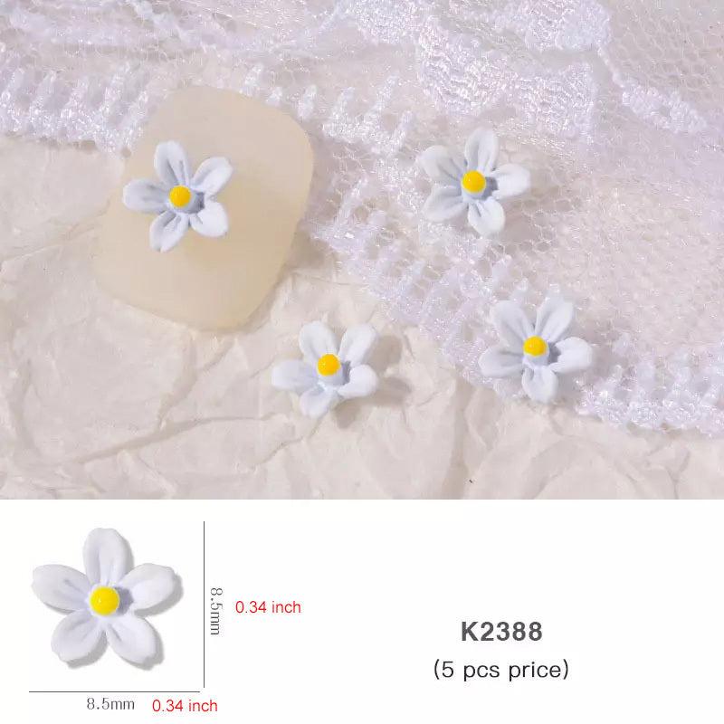 5 Pcs Flower Nail Jewelry Candy Flower Nail Art Drill 3D Nail Accessories