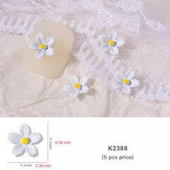5 Pcs Flower Nail Jewelry Candy Flower Nail Art Drill 3D Nail Accessories