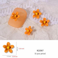 5 Pcs Flower Nail Jewelry Candy Flower Nail Art Drill 3D Nail Accessories