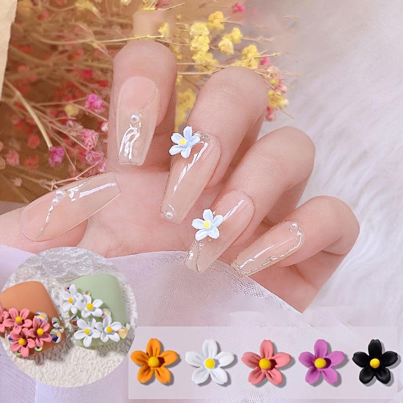 5 Pcs Flower Nail Jewelry Candy Flower Nail Art Drill 3D Nail Accessories
