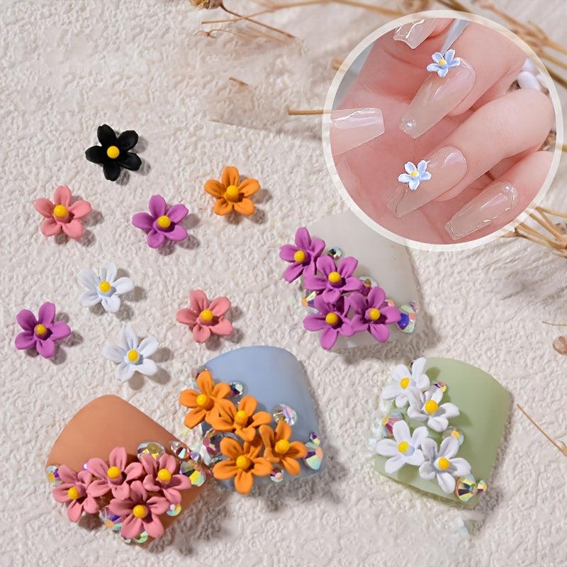 5 Pcs Flower Nail Jewelry Candy Flower Nail Art Drill 3D Nail Accessories