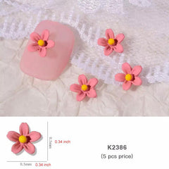 5 Pcs Flower Nail Jewelry Candy Flower Nail Art Drill 3D Nail Accessories