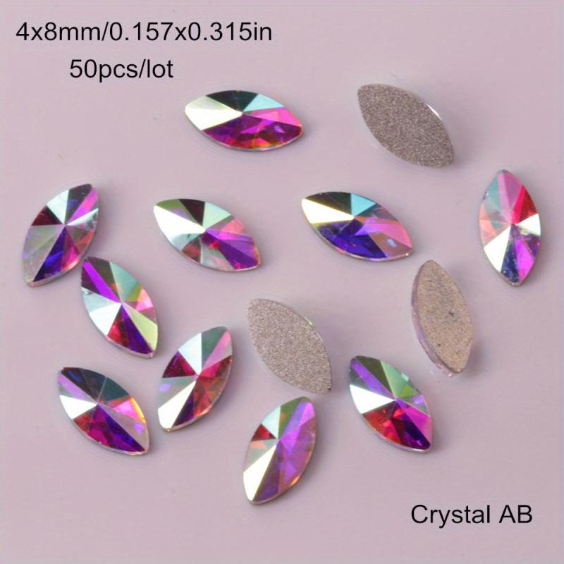 Mixed Shape Glass Crystal Nail Art Rhinestones Flat Back 50 Pcs