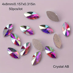 Mixed Shape Glass Crystal Nail Art Rhinestones Flat Back 50 Pcs