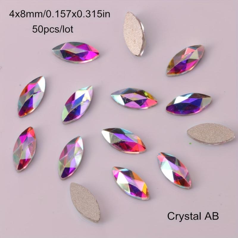 Mixed Shape Glass Crystal Nail Art Rhinestones Flat Back 50 Pcs