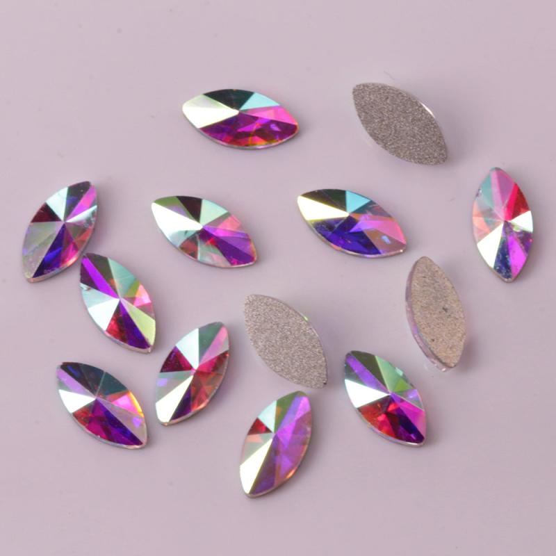 Mixed Shape Glass Crystal Nail Art Rhinestones Flat Back 50 Pcs