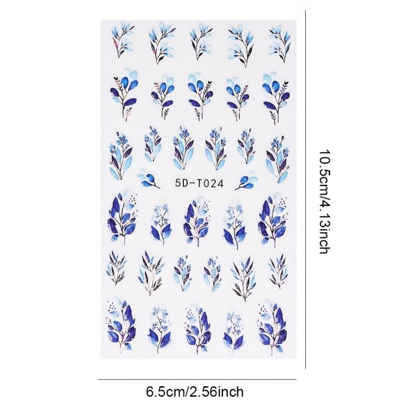 Flower & Sea Leaf Nail Art Stickers for DIY Nail Decorations