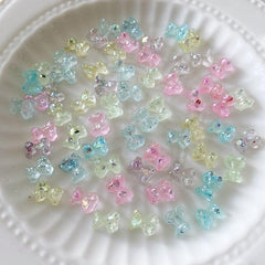 30pcs Resin Transparent Bear Nail Art Chrams Colorful Crystal Bear