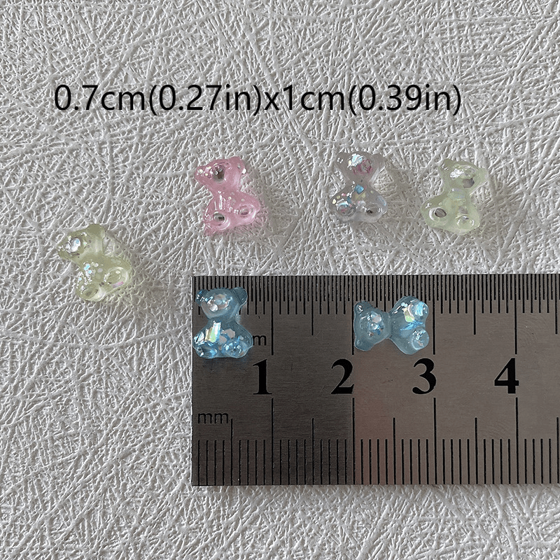 30pcs Resin Transparent Bear Nail Art Chrams Colorful Crystal Bear