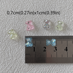 30pcs Resin Transparent Bear Nail Art Chrams Colorful Crystal Bear