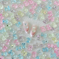 30pcs Resin Transparent Bear Nail Art Chrams Colorful Crystal Bear