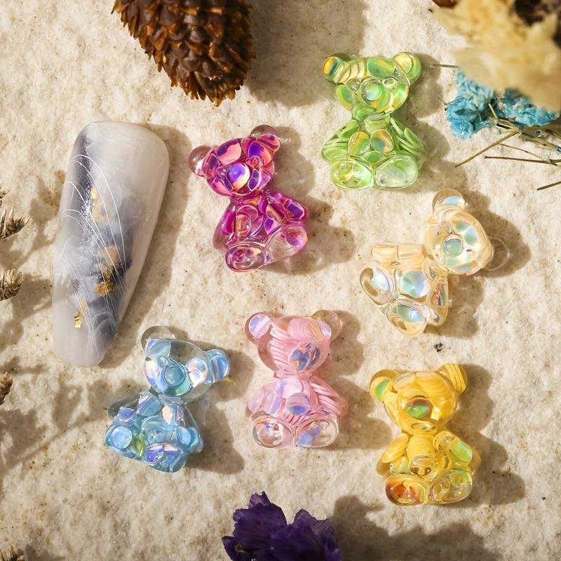 20pcs 3D Bear Nail Art Charms: Clear Candy Bear Nail Jewelry Accessories